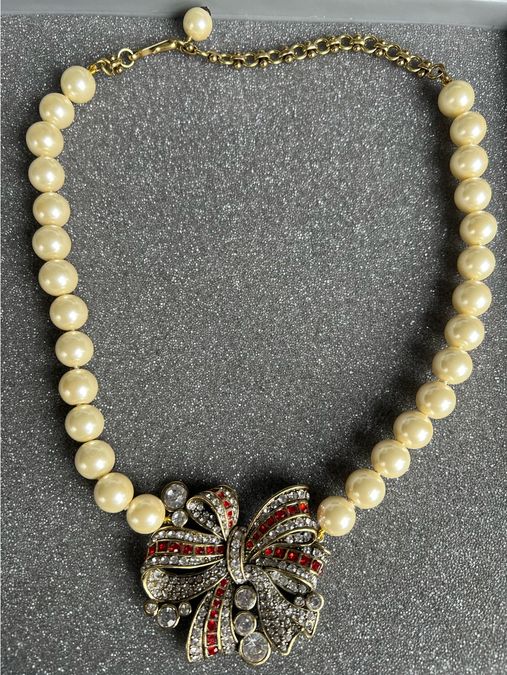 Heidi Daus "Ravishing Ribbon" Siam Red Beaded Crystal Drop Necklace